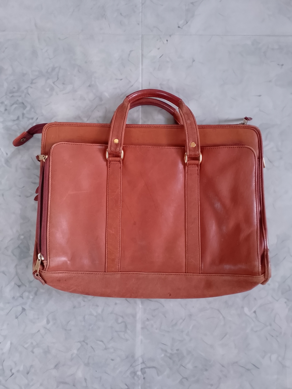 Vintage Leather Briefcase Bag - Brown